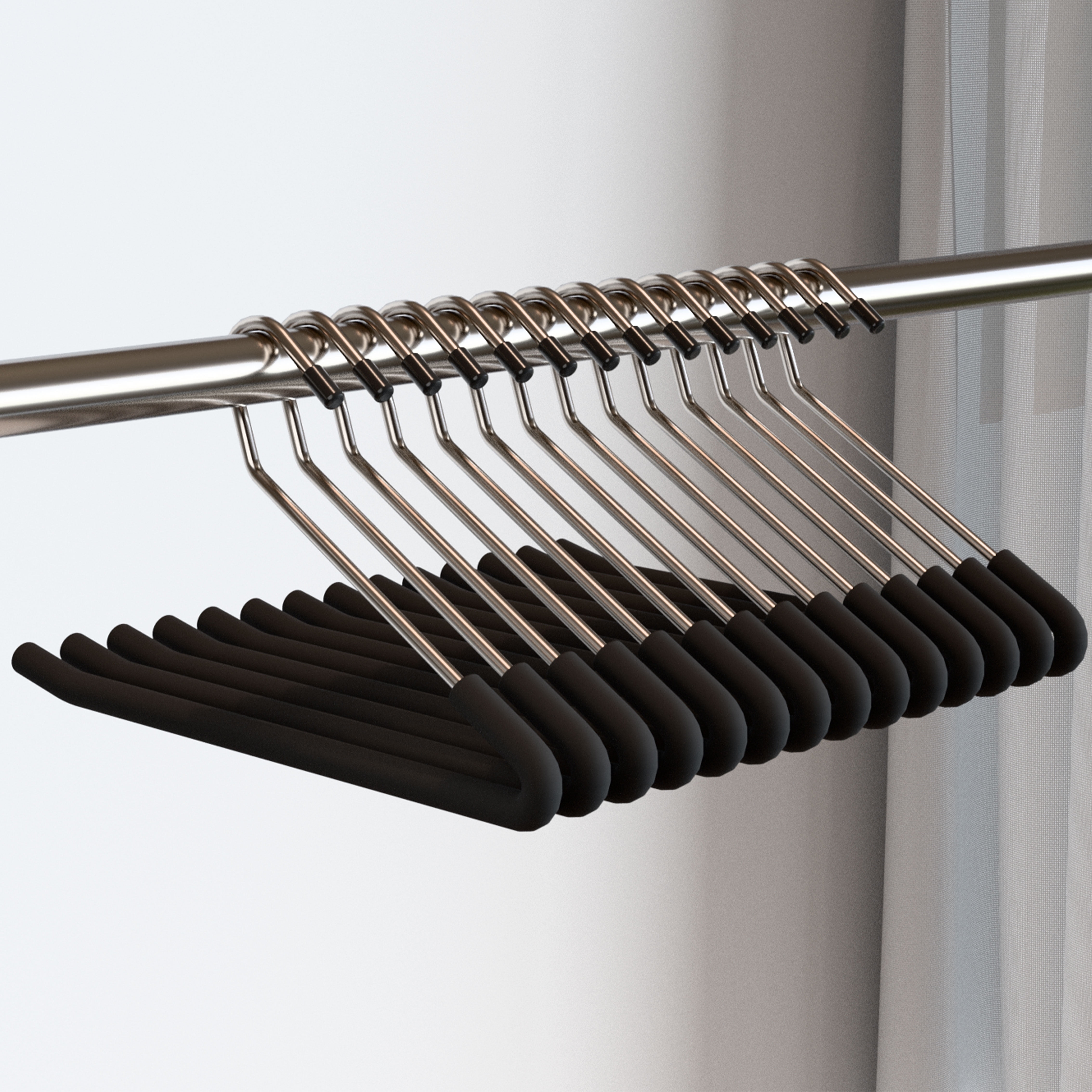 SLMT Pants Hangers Open Ended 10 Pack Heavy Duty Metal Clothes Hangers for Jeans, Trousers, Slacks Non-Slip Sponge Padded No Crease