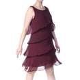 thumbnail image 1 of SLNY $89 Womens New 1166 Burgundy Tiered Chiffon Sleeveless Dress 16 B+B, 1 of 2