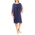 thumbnail image 1 of SLNY $99 Womens New 1327 Navy Jewel Neck Dolman Sleeve Dress 14W Plus B+B, 1 of 2