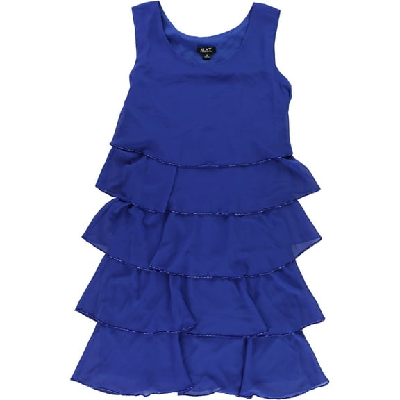 S.L. Fashions Womens Beaded Trim Sheath Dress, Blue, 8
