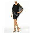 thumbnail image 1 of SLNY Womens Black Jewel Neck Above The Knee Evening Layered Dress 14, 1 of 2