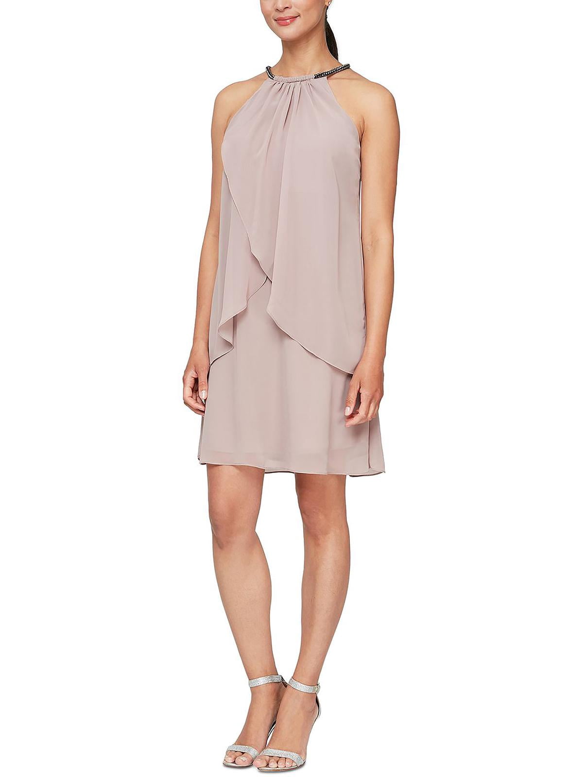 slny halter dress SL Fashions 113664 Short Cocktail Chiffon Dress