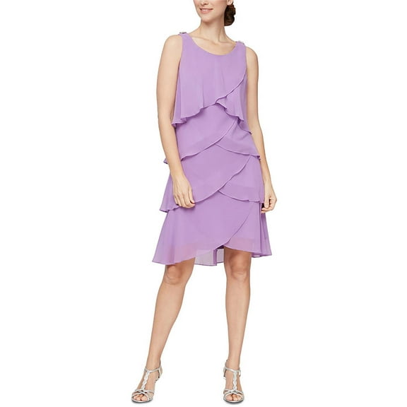 SLNY Womens Chiffon Sleeveless Cocktail And Party Dress