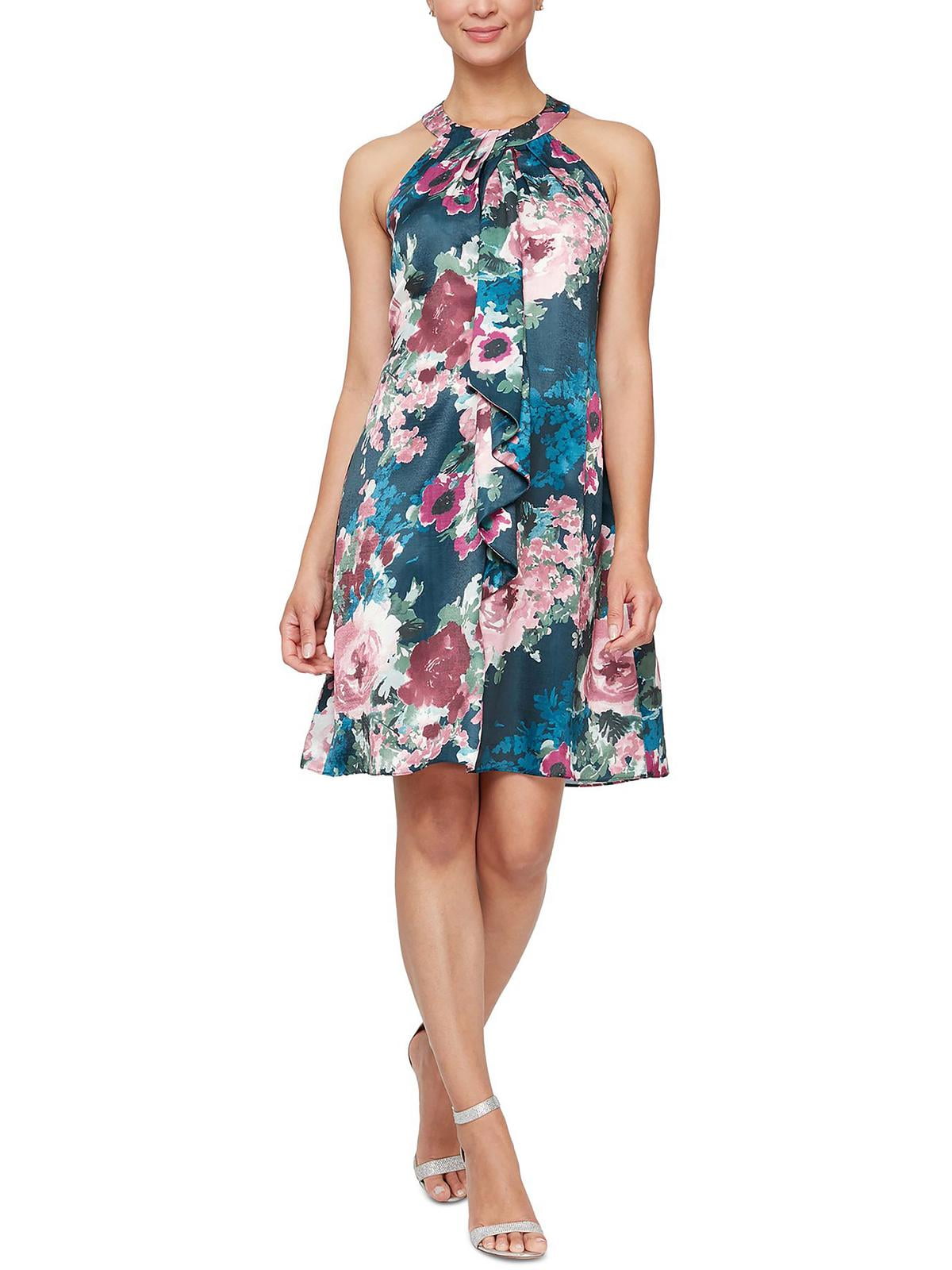 SL Fashions Women's Floral Print Halter Dress Green Size 8 - Walmart.com