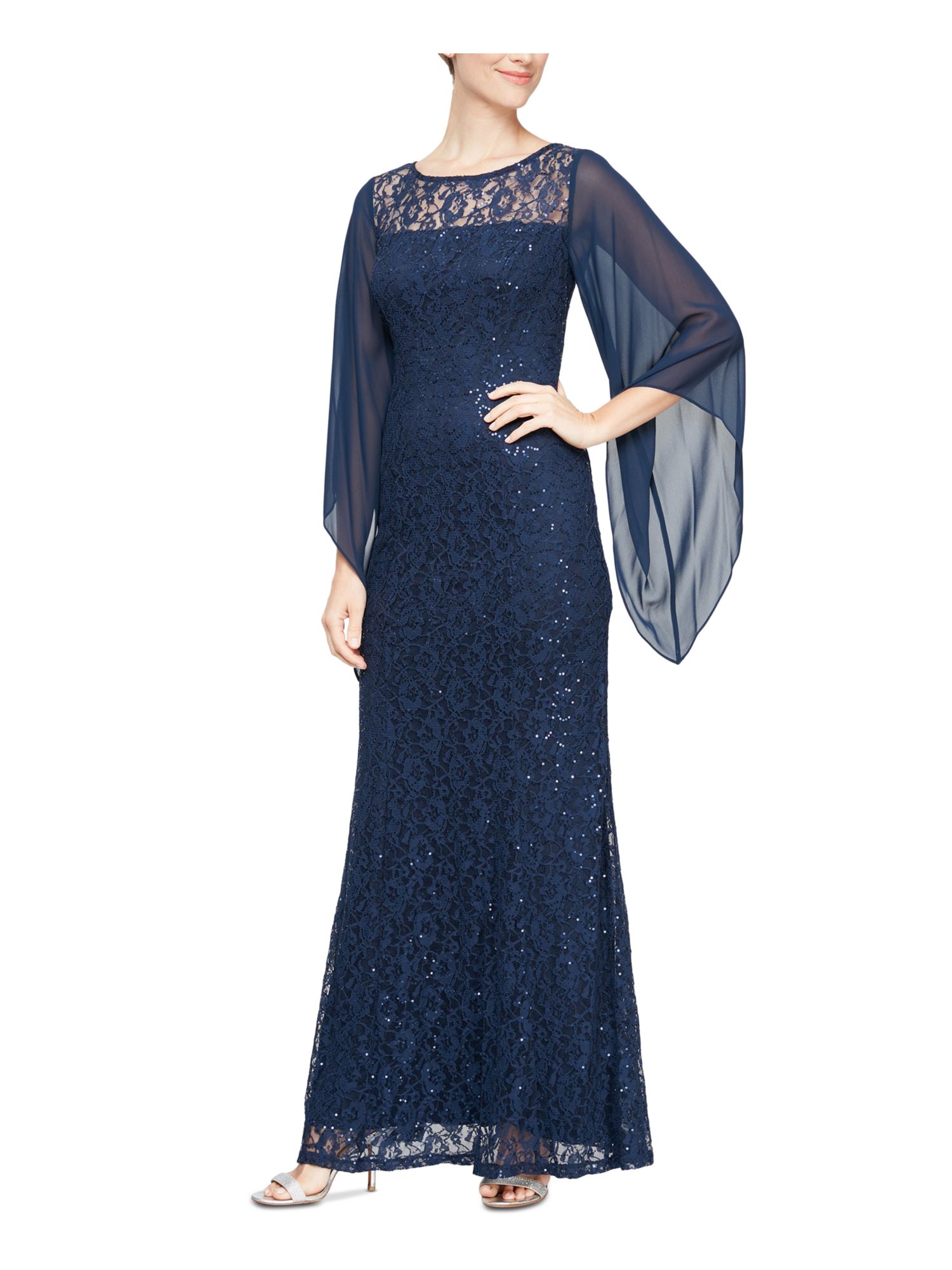 Sequin Scoop Neckline Split Midi Dress Curve & Plus - Cider