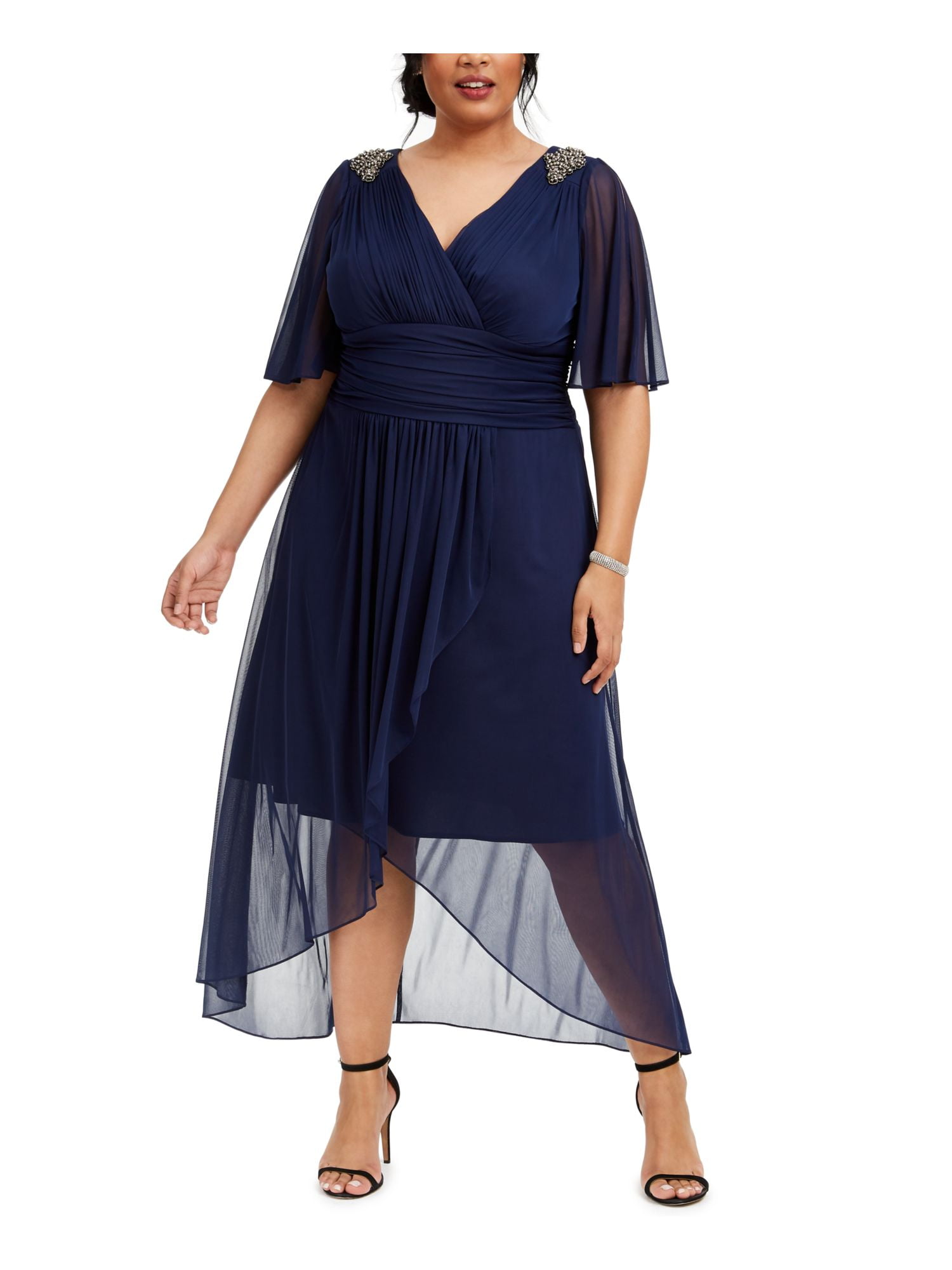 Navy sheer dress sales