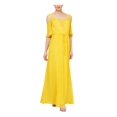 thumbnail image 1 of SLNY Womens Pleated Cold Shoulder Maxi Dress Yellow 14, 1 of 2