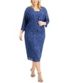 thumbnail image 1 of SL Fashions Women's 2 Pc Lace Jacket  Sheath Dress Blue Size Petite Small, 1 of 2