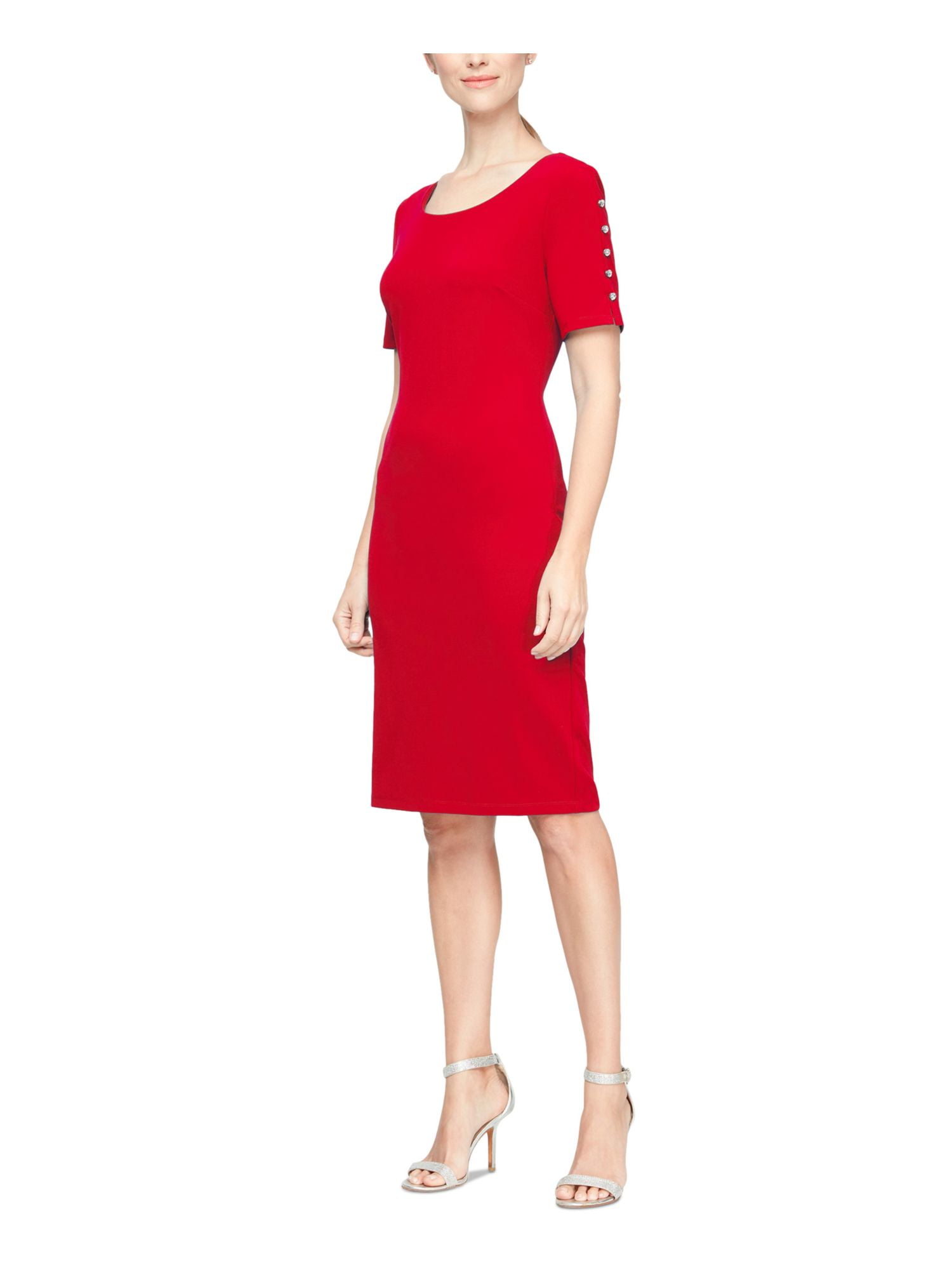 Cute Scoop Off the Shoulder Knee-Length Girl's Dress Red