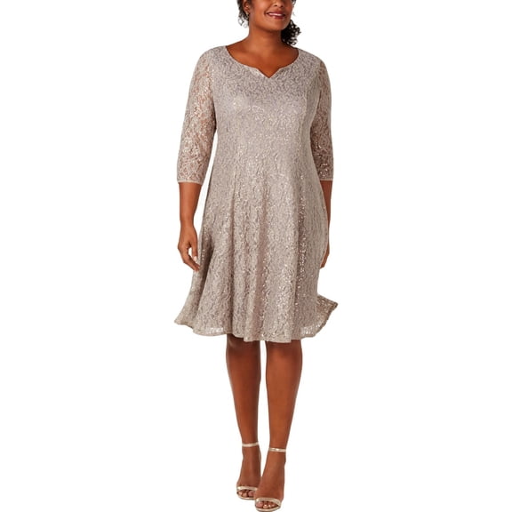 SLNY Womens Sequined Lace Cocktail Dress