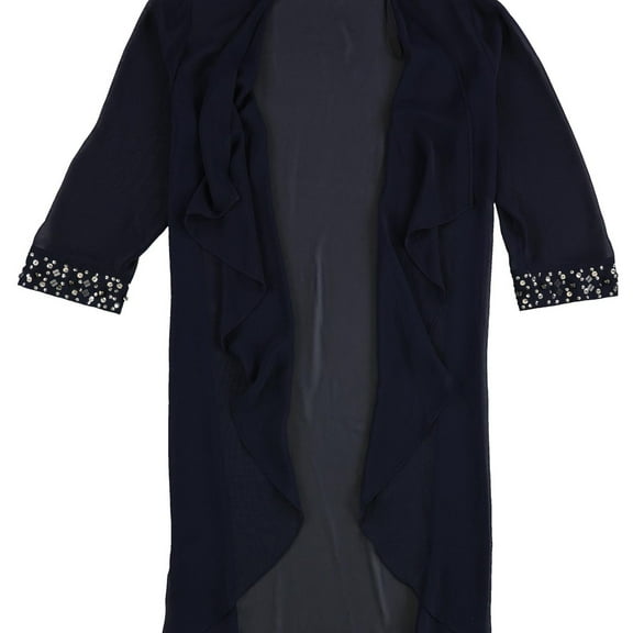 S.L. Fashions Womens Sheer Cardigan Sweater, Blue, 16