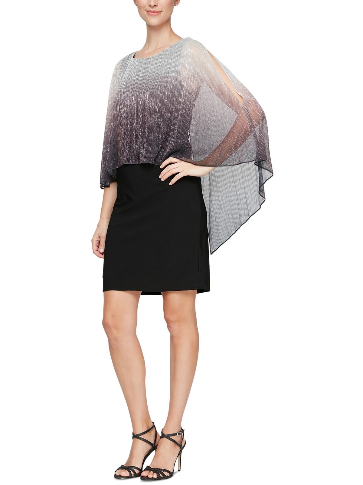Slny SLNY Womens Plus Shimmer Cape Sleeves Sheath Dress - Walmart.com
