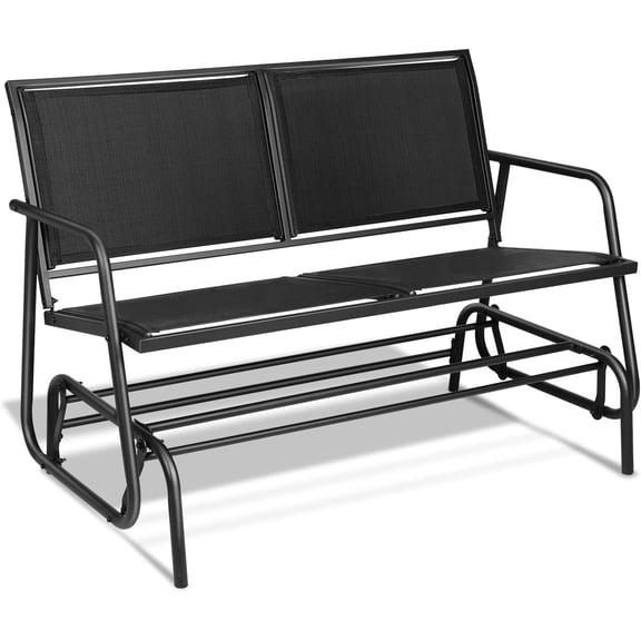 SLOAURA 2-Person Outdoor Glider Bench Patio Swing Rocker Loveseat, Black