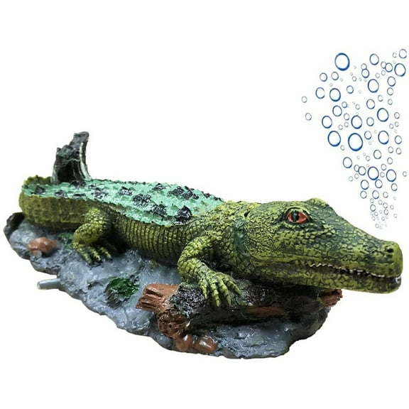 SLOCME Aquarium Crocodile Air Bubbler Decoration  Moving Mouth Action Alligator Ornament, Resin Bubble Maker for Fish Tank Oxygenation & Dcor, 9.6