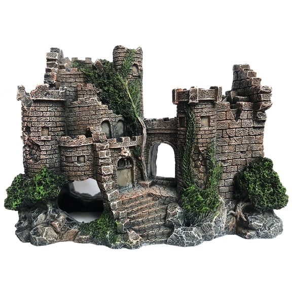 SLOCME Resin Castle Aquarium Ornament – Fish Tank Castle Decoration for Freshwater & Saltwater, Medium Size