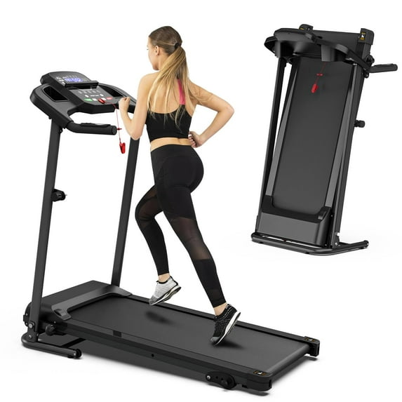 SLOK 2.5HP Folding Treadmill, 7.5MPH Running Machine with 12 Programs & LCD Display, Compact Exercise Equipment for Home Gym, Black