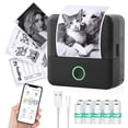 thumbnail image 1 of SLOK Mini Bluetooth Photo Printer with 10 Rolls Printing Paper，Black, 1 of 10