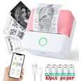 thumbnail image 1 of SLOK Thermal Mini Printer, Portable Inkless Bluetooth Sticker Maker with 10 Rolls Paper, Pink, 1 of 10