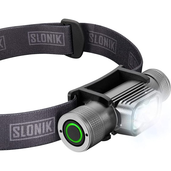 SLONIK Rechargeable Headlamp for Adults - 1000 Lumens Super Bright 60 ft Beam LED Flashlight - Lightweight, Heavy-Duty, IPX8 Waterproof Hard Hat Light - Camping Gear, Running Headlight, COLOR