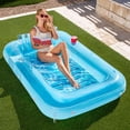 thumbnail image 1 of SLOOSH Inflatable Tanning Pool Lounger Float, 70" x 46" Large Suntan Tub with Pillow, Water Raft Float For Kids & Adults, L-Blue, 1 of 9
