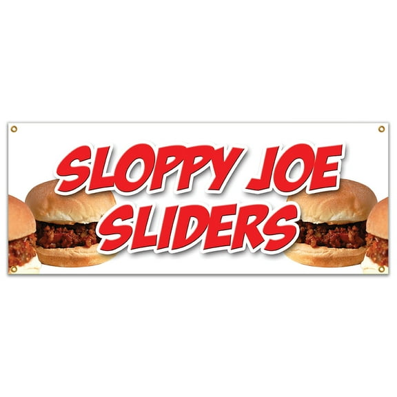 SLOPPY JOE SLIDERS BANNER SIGN beef chicken bun homemade food lunch eat