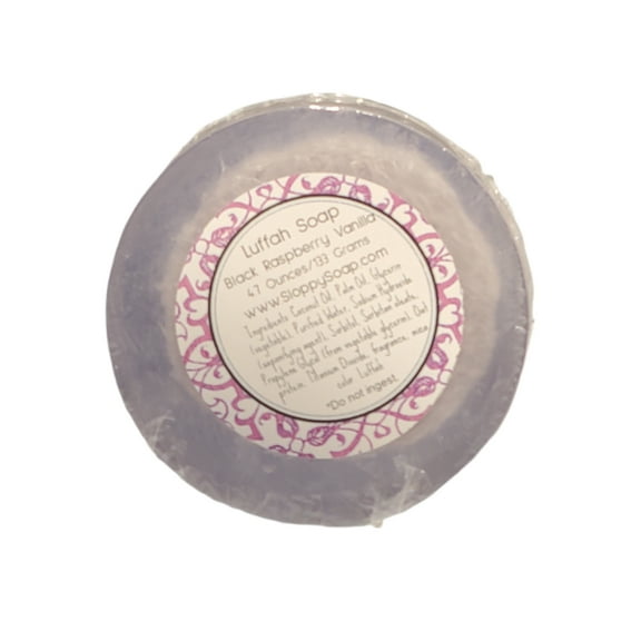 SLOPPYSOAP Black Raspberry Vanilla Luffah Soap, Natural Exfoliating Bar, 4.7 Ounces
