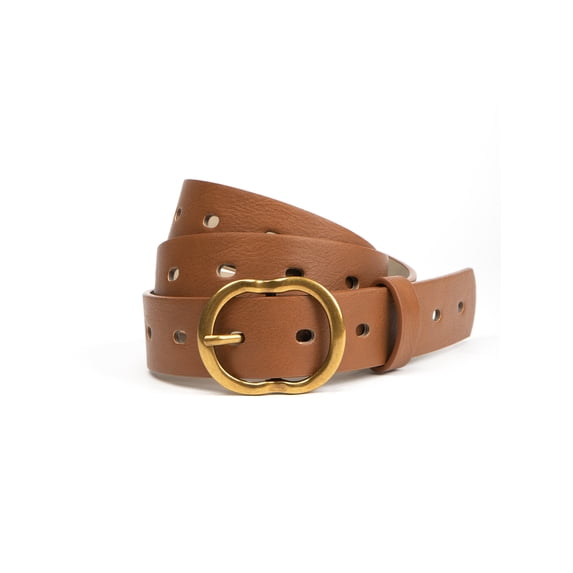 No Boundaries Women's and Women's Plus Slotted Perf Belt, Cognac
