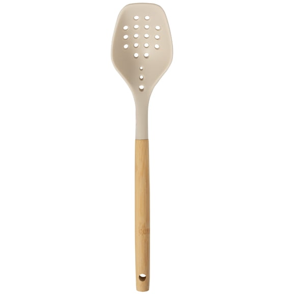 Mainstays Silicone 12.8in L Slotted Spoon with Bamboo Handle