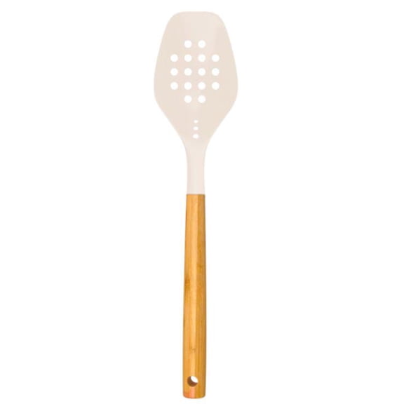 Mainstays Silicone 12.8in L Slotted Spoon with Bamboo Handle
