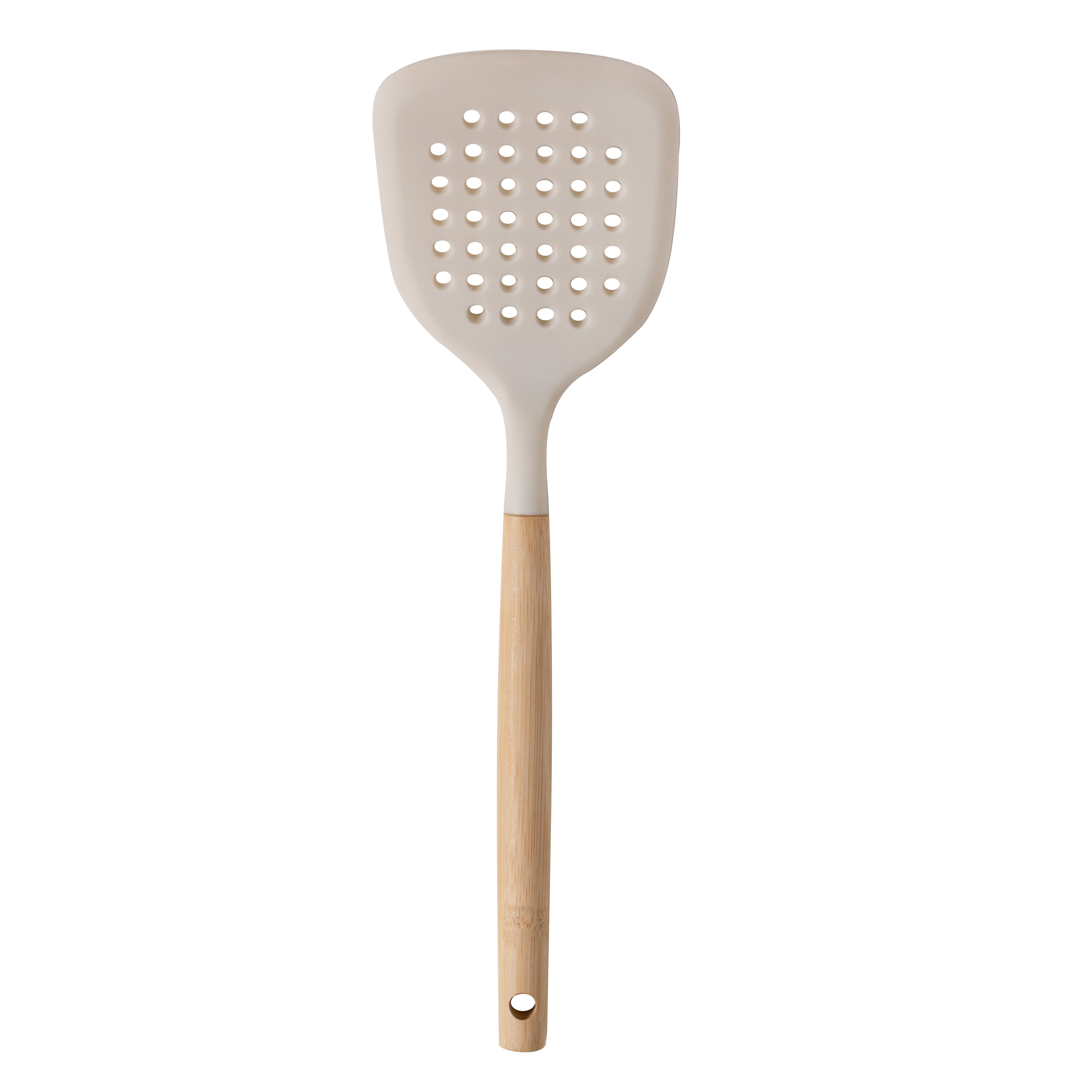 Mainstays Silicone 12.8in L Slotted Kitchen Turner with Bamboo Handle ...