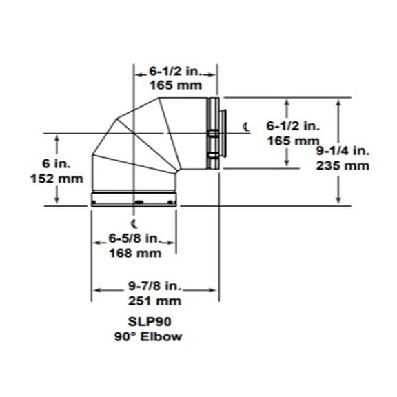SLP SLP90 90 deg Elbow Venting Component for Gas Fireplaces