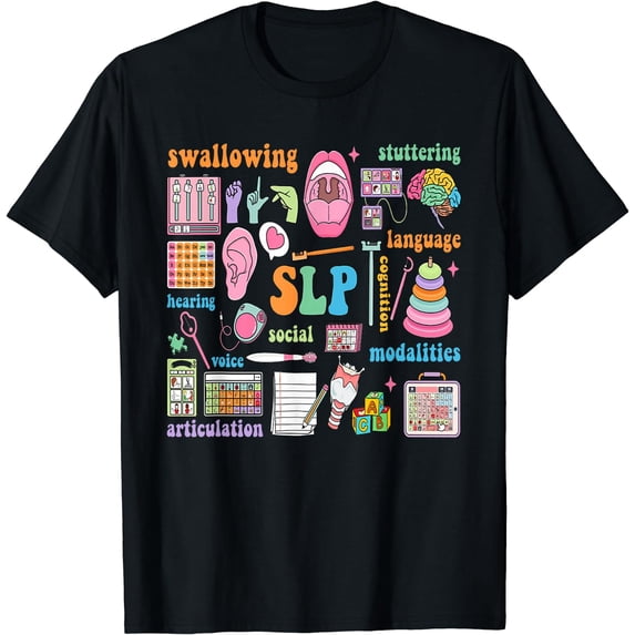 SLP Shirt Speech Language Pathologist Speech Therapy T-Shirt Black 3X-Large