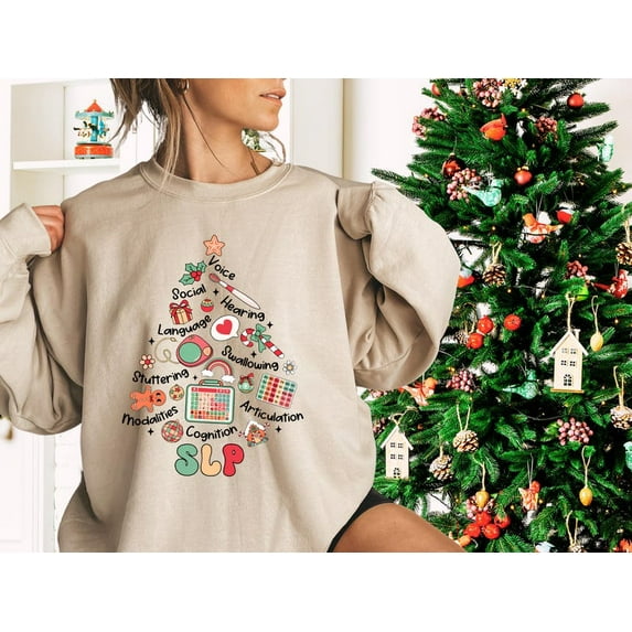 SLP Winter Tree Shirt, Winter SLP Shirt,SLP Winter,Speech Pathologist Winter Shirt,Winter Speech Therapy Tee,Merry All Size S-5Xl