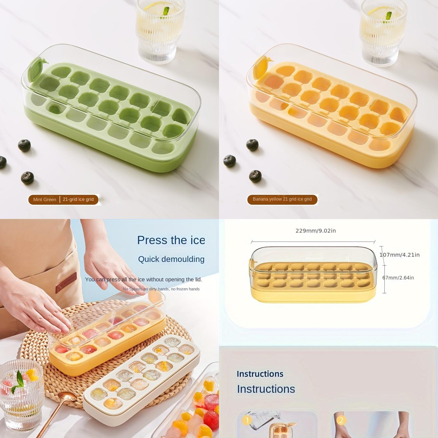 SLPJZLW Quick Water Injection Press Ice Cube Tray - Silicone Ice Box ...