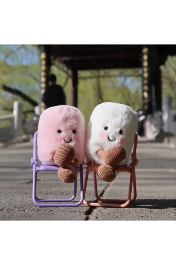 Amusable Marshmallows Keychain Bag Clip, Pink, White, 1 Pair