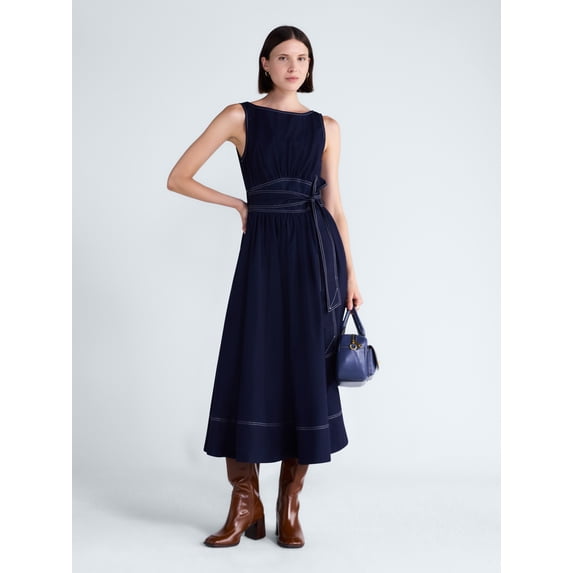 Free Assembly Women's Sleeveless Cotton Boatneck Maxi Dress, Sizes XS-XXL