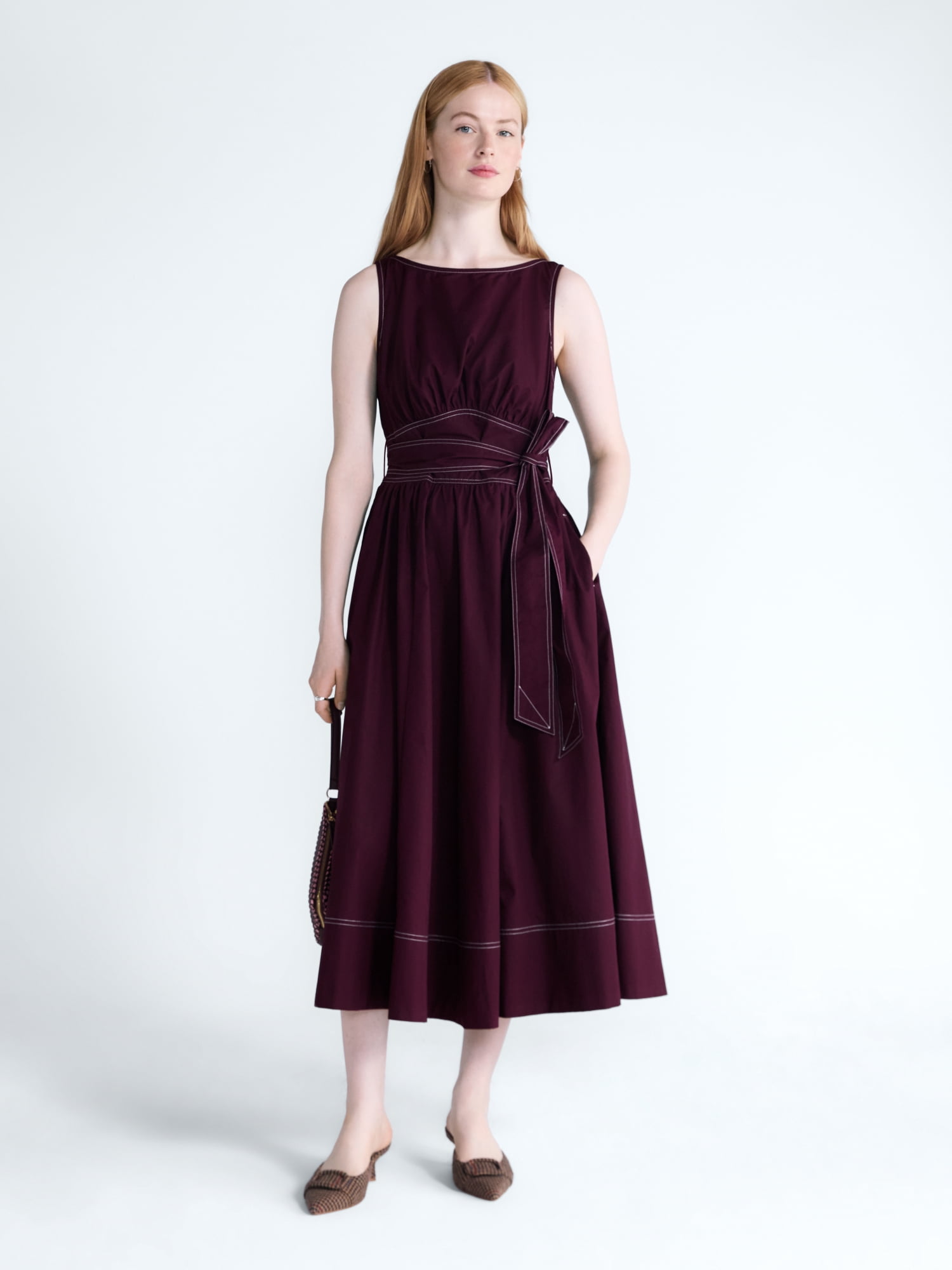 Free Assembly Women's Sleeveless Cotton Boatneck Maxi Dress, Sizes XS-XXL