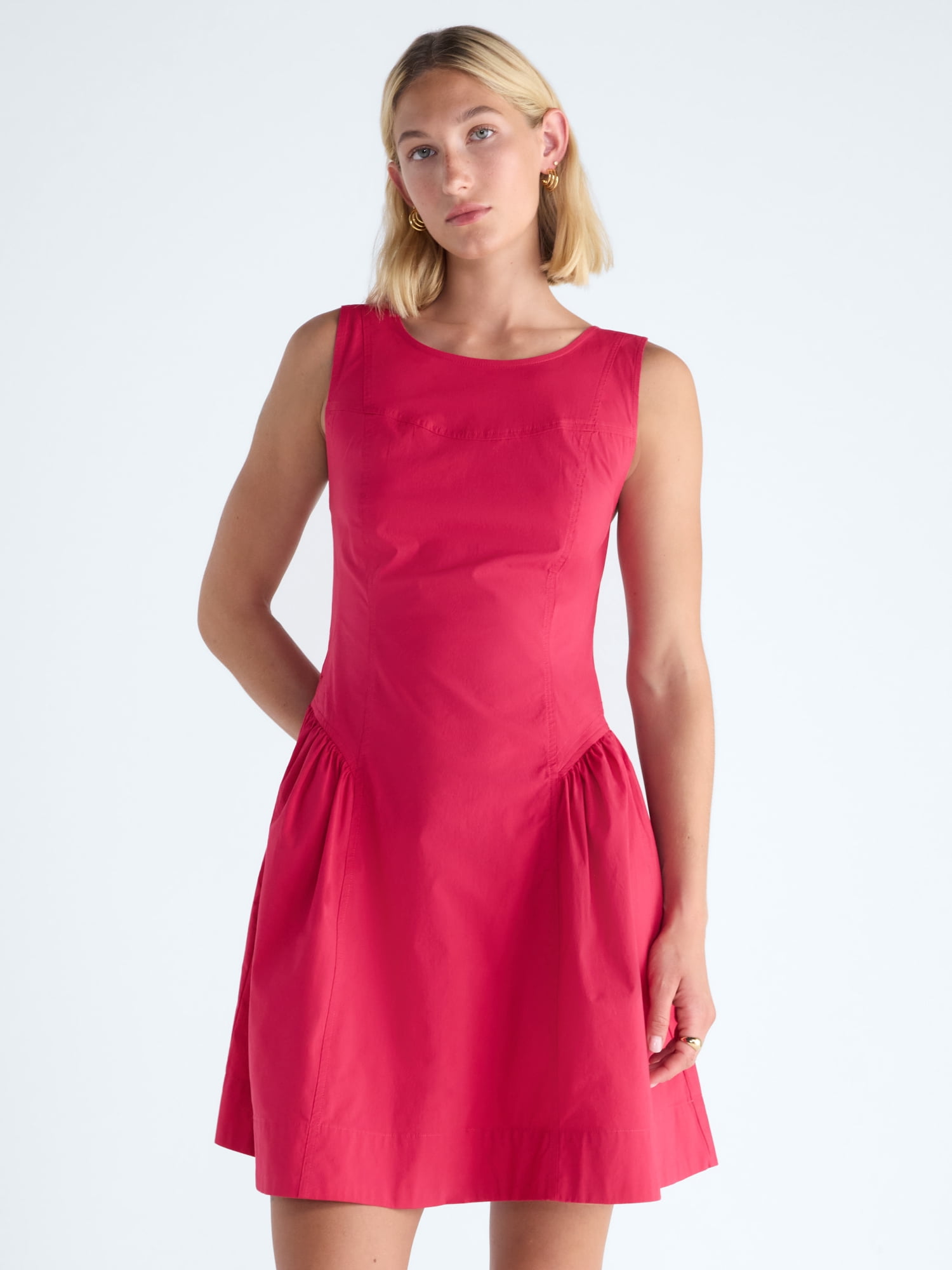 Women's and Women's Plus Sleeveless Fit and Flare Mini Dress, Sizes XS-4X