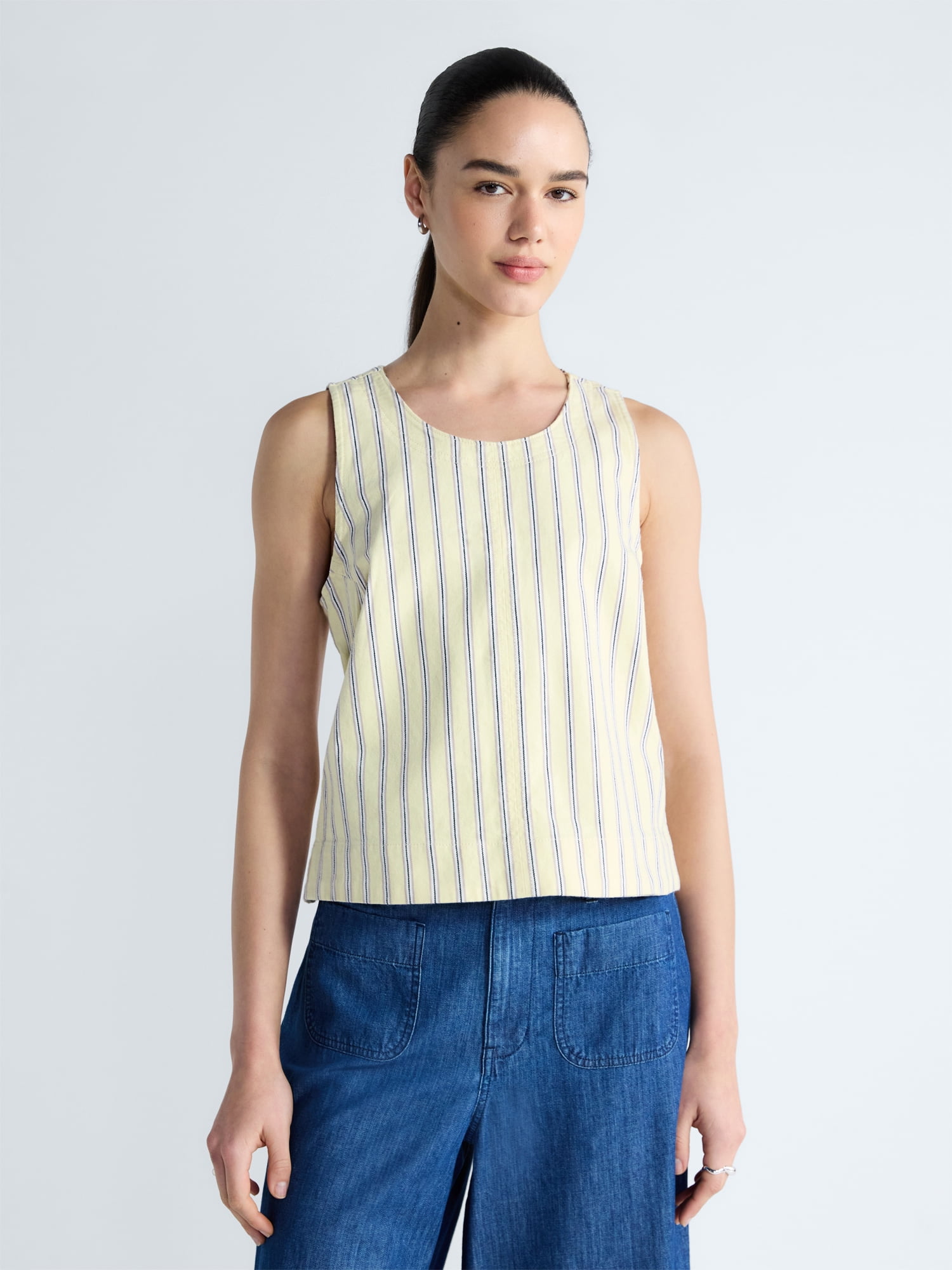 Free Assembly Women's Cropped Sleeveless Denim Top, Sizes XS-XXL