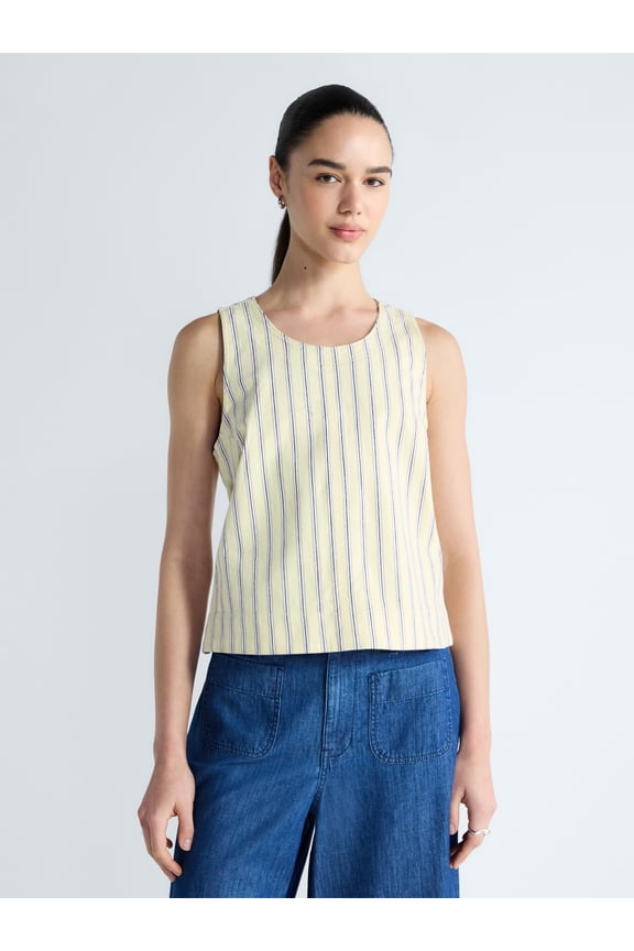 Women's Cropped Sleeveless Denim Top, Sizes XS-XXL