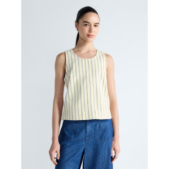 Free Assembly Women's Cropped Sleeveless Denim Top, Sizes XS-XXL