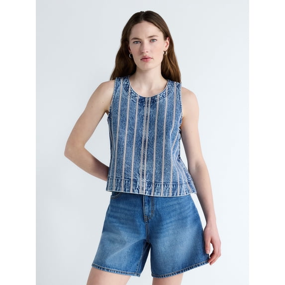 Free Assembly Women's Cropped Sleeveless Denim Top, Sizes XS-XXL