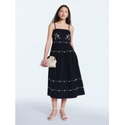 Women's and Women's Plus Embroidered Cotton Midi Dress, Sizes XS-4X