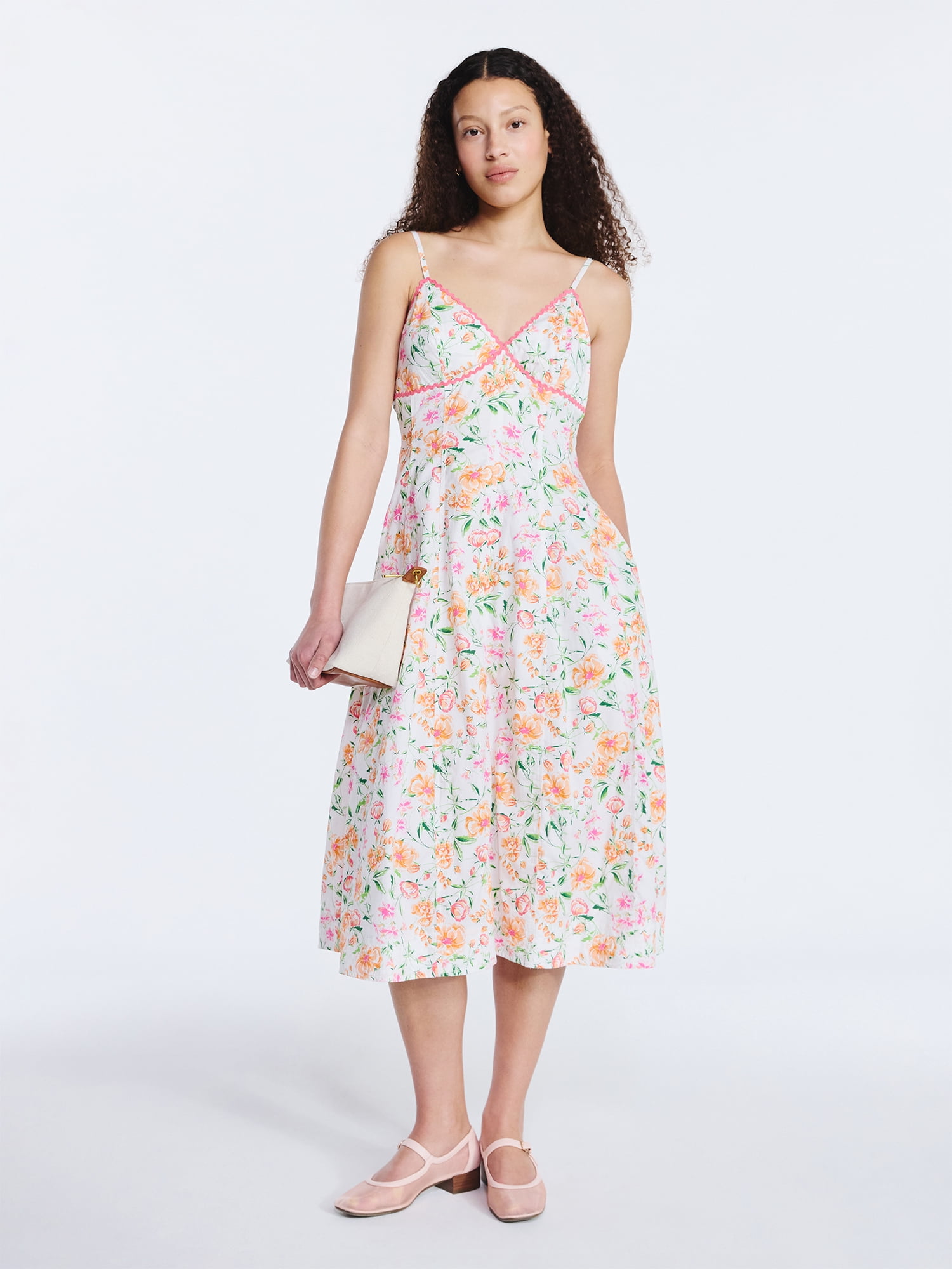 Free Assembly Women's Sleeveless Cotton Panel Midi Dress, Size-XS-XXL