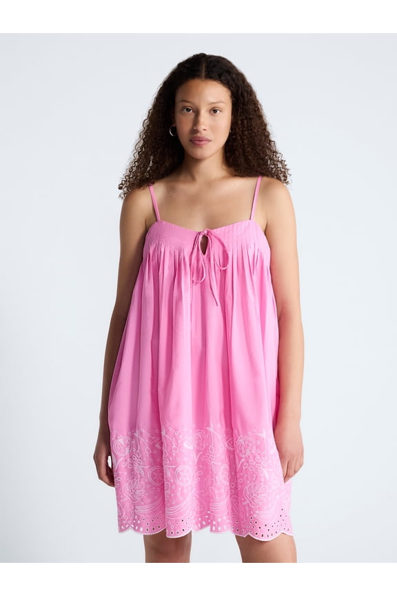 Women's and Women's Plus Cotton Pintuck Mini Dress, Sizes XS-4X