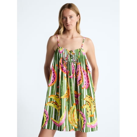 Free Assembly Women's and Women's Plus Cotton Pintuck Mini Dress, Sizes XS-4X