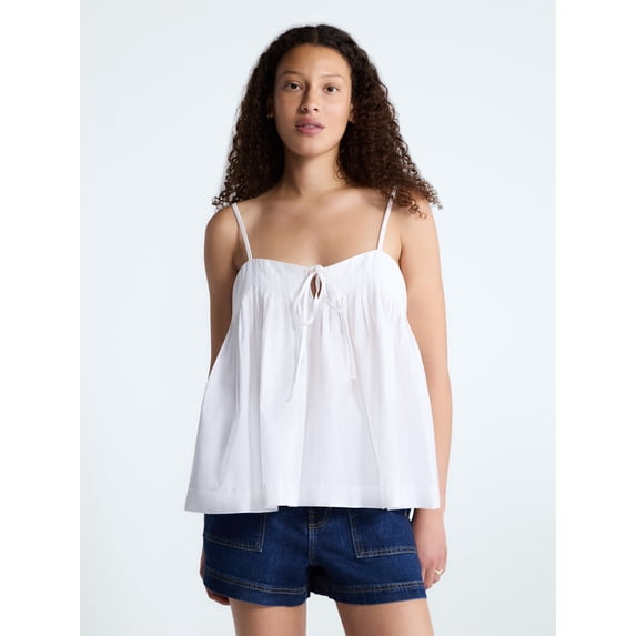 Free Assembly Women's Cotton Pintuck Sleeveless Top, Sizes XS-XXL