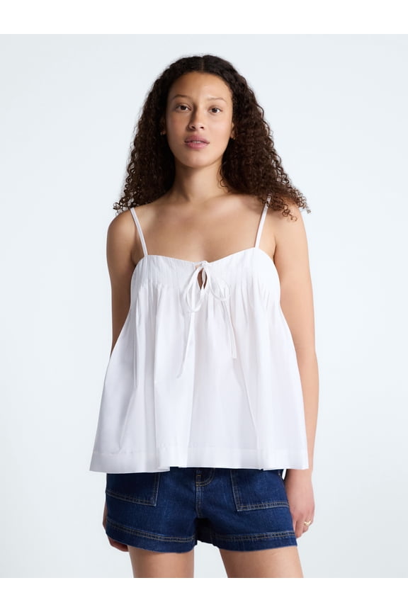 Women's Cotton Pintuck Sleeveless Top, Sizes XS-XXL