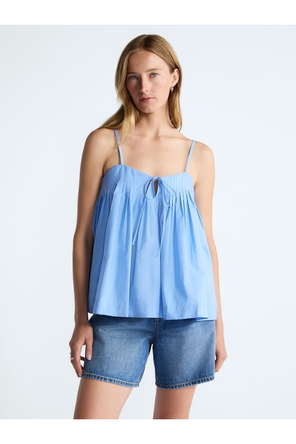 Women's Cotton Pintuck Sleeveless Top, Sizes XS-XXL