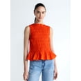 thumbnail image 1 of Free Assembly Women's and Women's Plus Smocked Peplum Sleeveless Cotton Top, Sizes X-4X, 1 of 5
